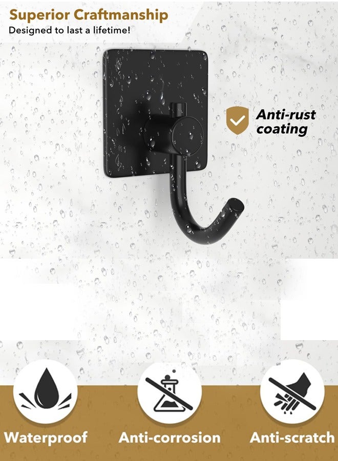 Self Adhesive Hooks,Heavy Duty Stick On Wall and Door Hooks for Hanging,Towel Hooks for Coat/Robe/Towels Stick on Bathroom/Kitchen/Room, 4 Pack - Image 3